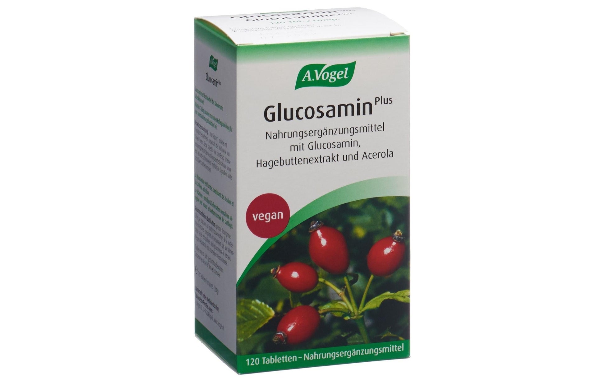 A.Vogel Glucosamin Plus Tabletten – Hagebuttenextrakt, glutenfrei, vegan – 120 Stück