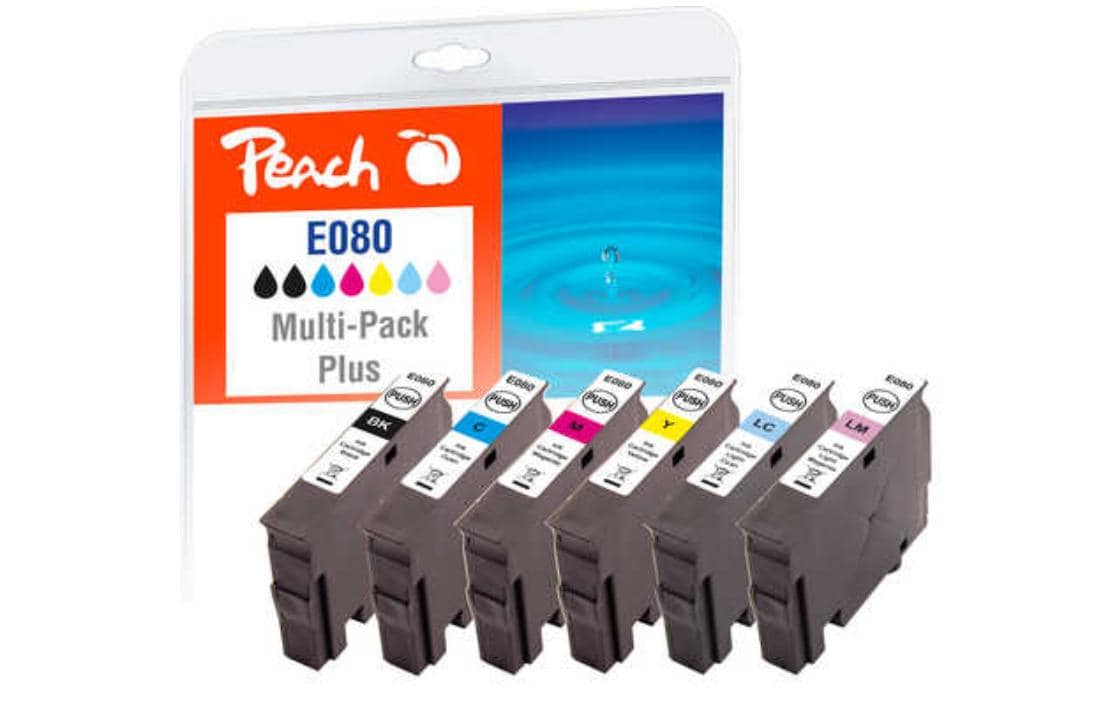 Peach Tintenpatronen-Multipack T0708, 7×8,1 ml, kompatibel – für Epson Stylus Photo P 50, PX 650, PX 660 und andere