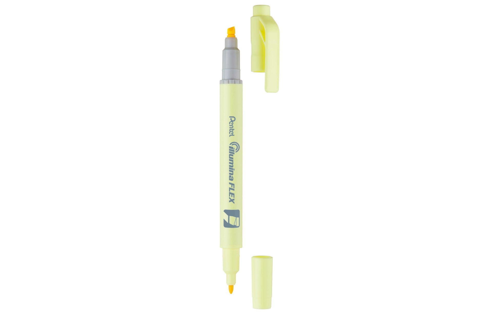 Pentel Illumina Flex Textmarker – Pastellgelb, Keil/Fein 1,5–3,5/1,0 mm, nachfüllbar