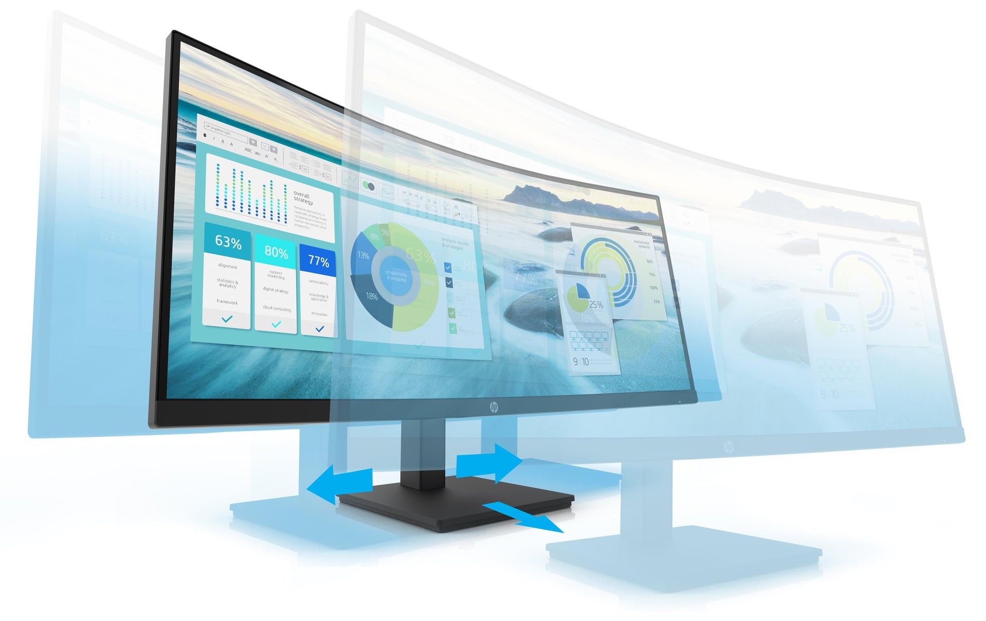 HP P34HC – Monitor, 34", 3440 × 1440, Gebogen, USB-C, HDMI, DisplayPort