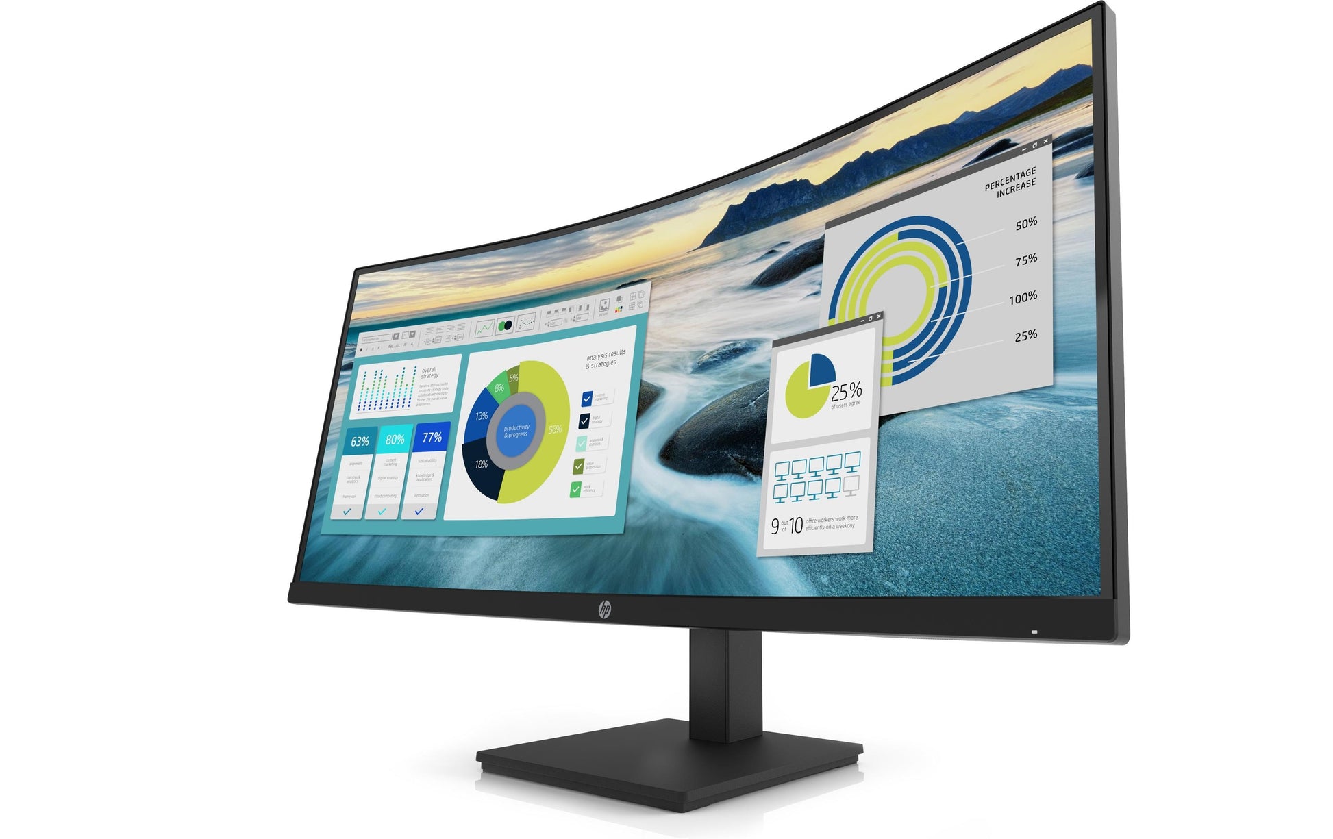 HP P34HC – Monitor, 34", 3440 × 1440, Gebogen, USB-C, HDMI, DisplayPort