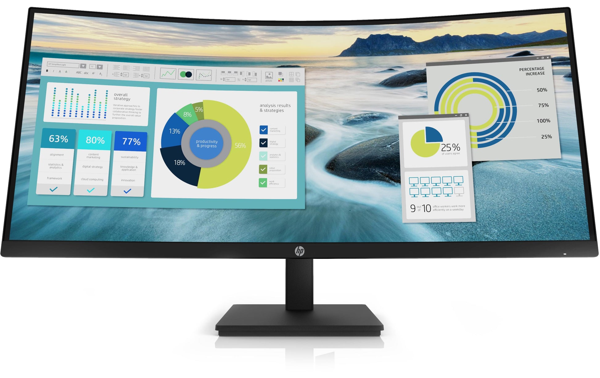 HP P34HC – Monitor, 34", 3440 × 1440, Gebogen, USB-C, HDMI, DisplayPort