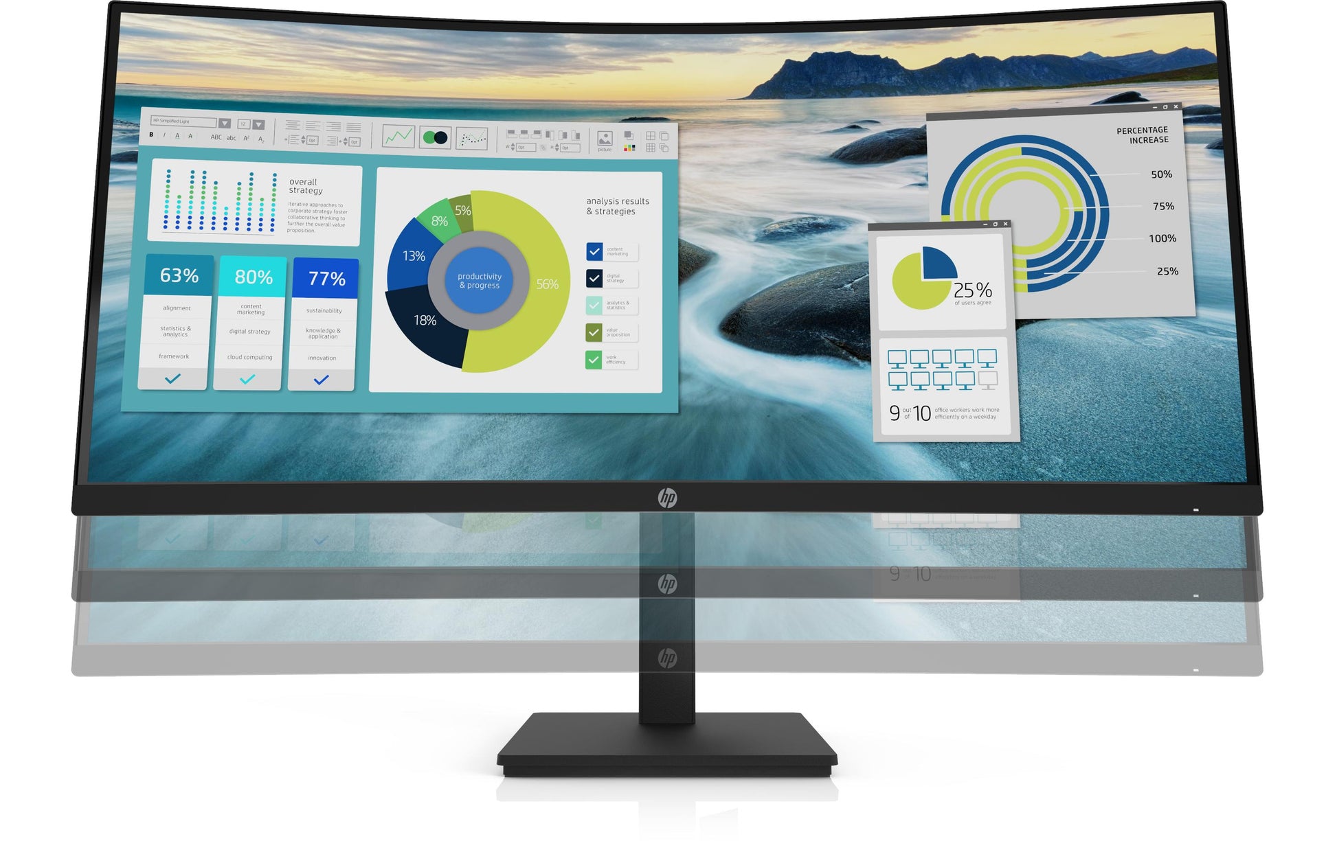 HP P34HC – Monitor, 34", 3440 × 1440, Gebogen, USB-C, HDMI, DisplayPort