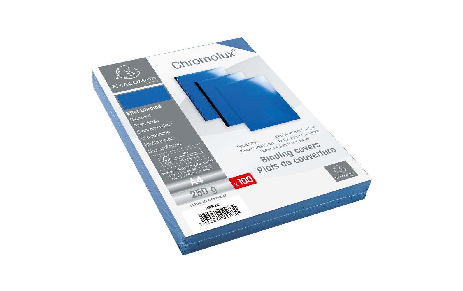 Exacompta Chromolux Umschlagdeckel – A4 – 250 g/m², Blau – 100 Stk.