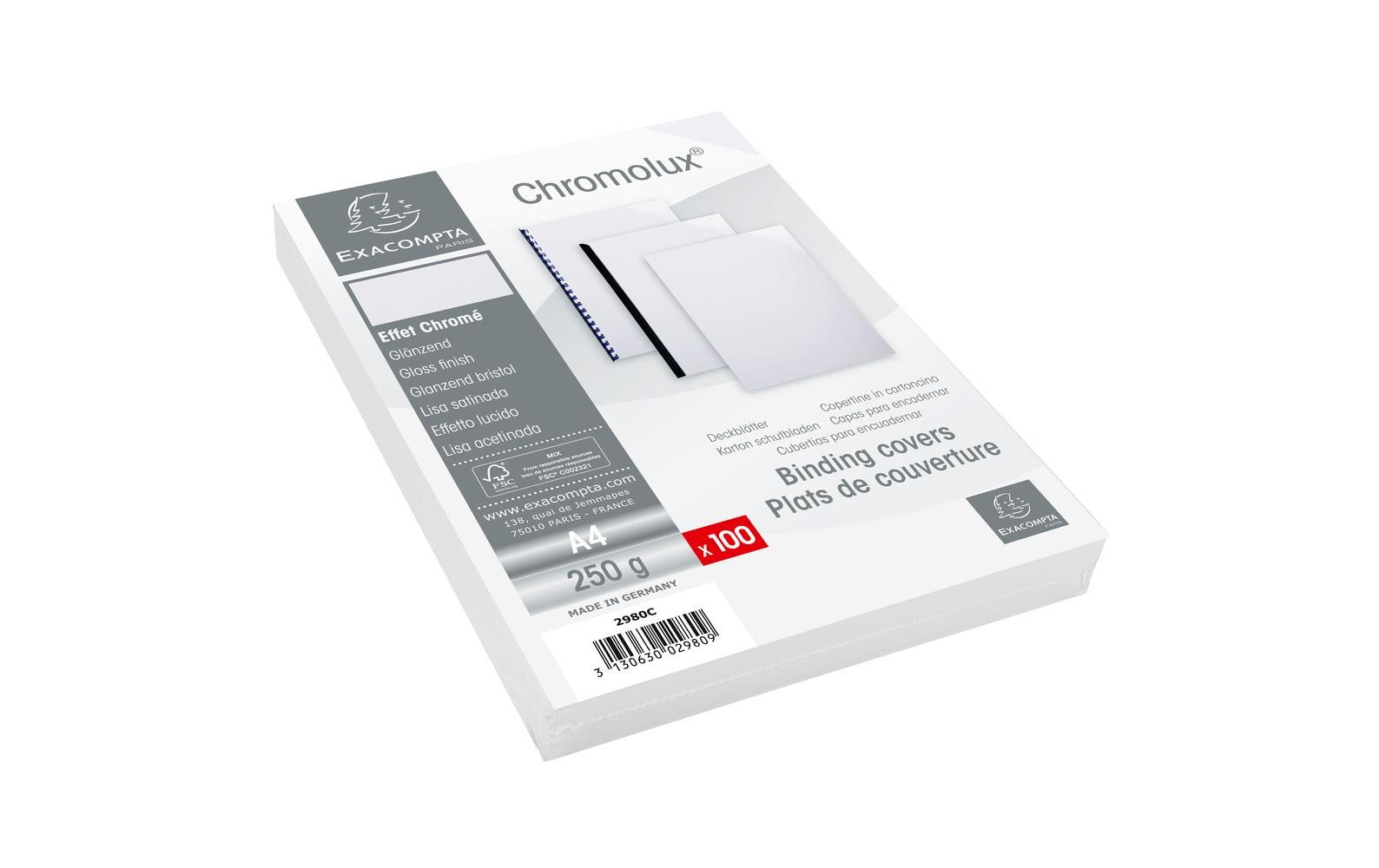 Exacompta Chromolux Umschlagdeckel – A4 – 250 g/m², weiss – 100 Stk.