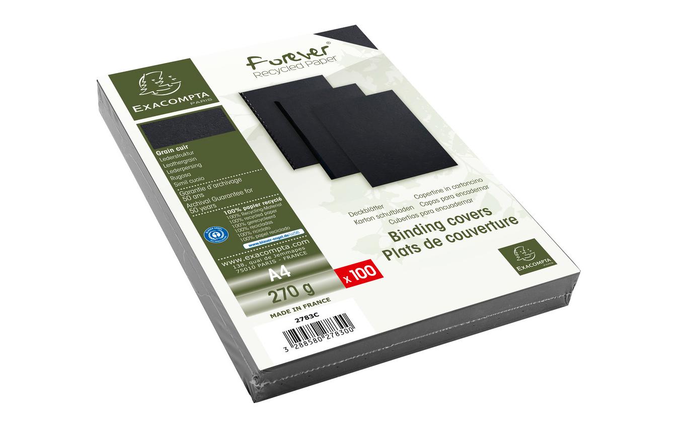 Exacompta Evercover Umschlagdeckel – A4 – 270 g/m², Lederstruktur, Schwarz – 100 Stk.