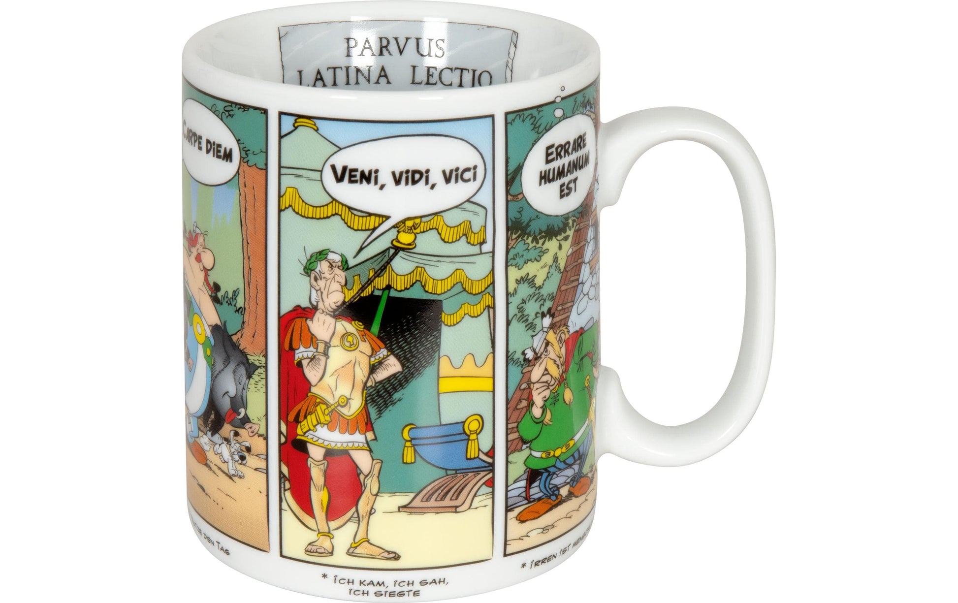 Könitz Porzellan Könitz Tasse Asterix Comic Latein – 490 ml, Ø 9,2 cm, H 11,0 cm, Porzellan, Mehrfarbig, spülmaschinenfest