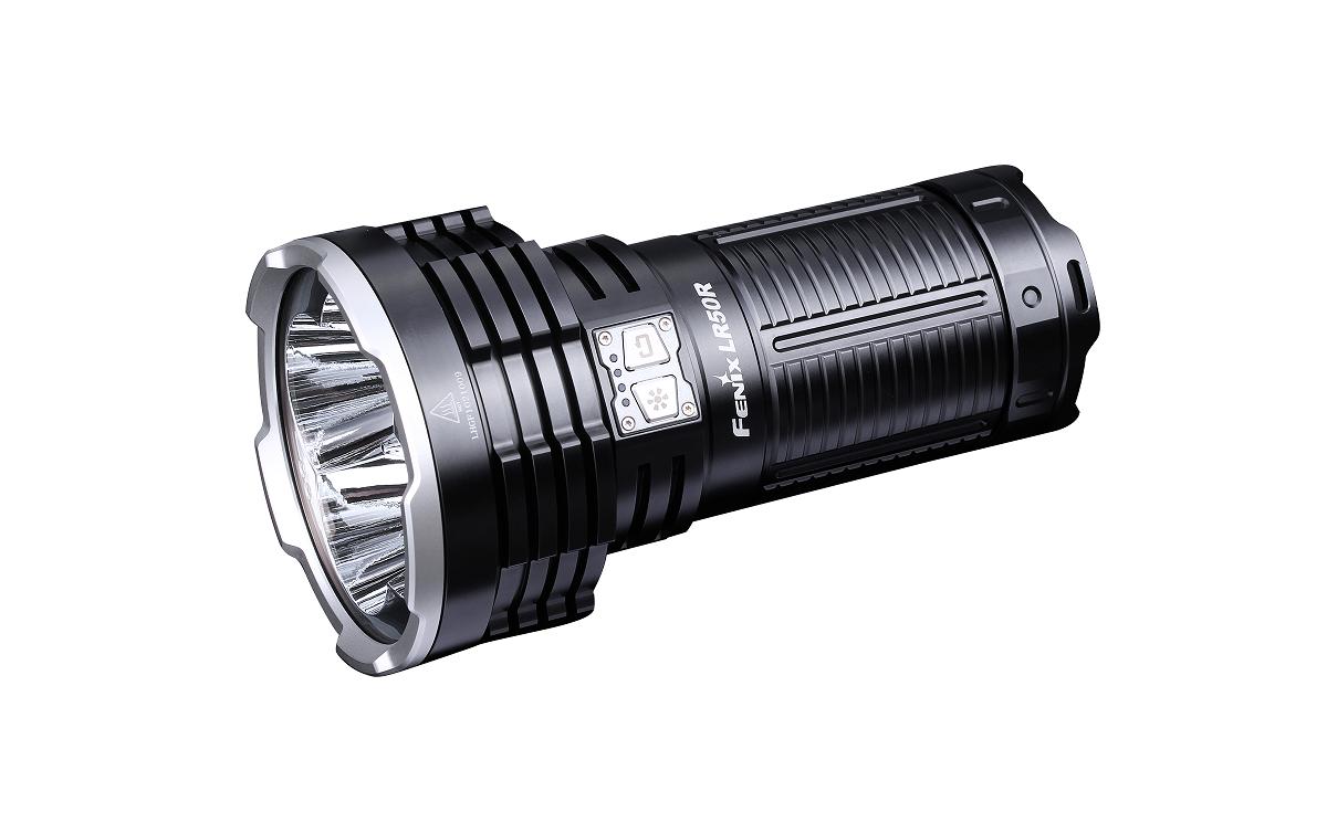 Fenix Taschenlampe LR50R – 12000 lm, 950 m, IP68, Akku & USB, 8 Modi – Schwarz
