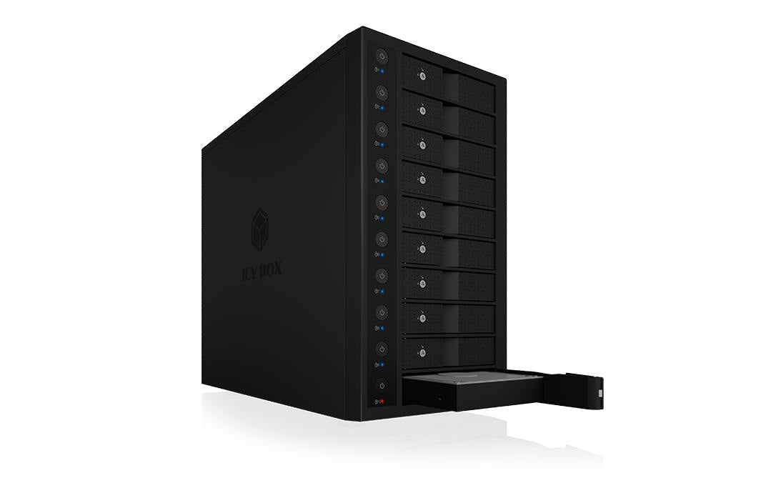 ICY BOX IB-3810-C31 – 10-Bay HDD-Gehäuse – USB 3.2 Gen 2 (10 Gbit/s), Hot-Swap, für 3,5" HDD, SATA III