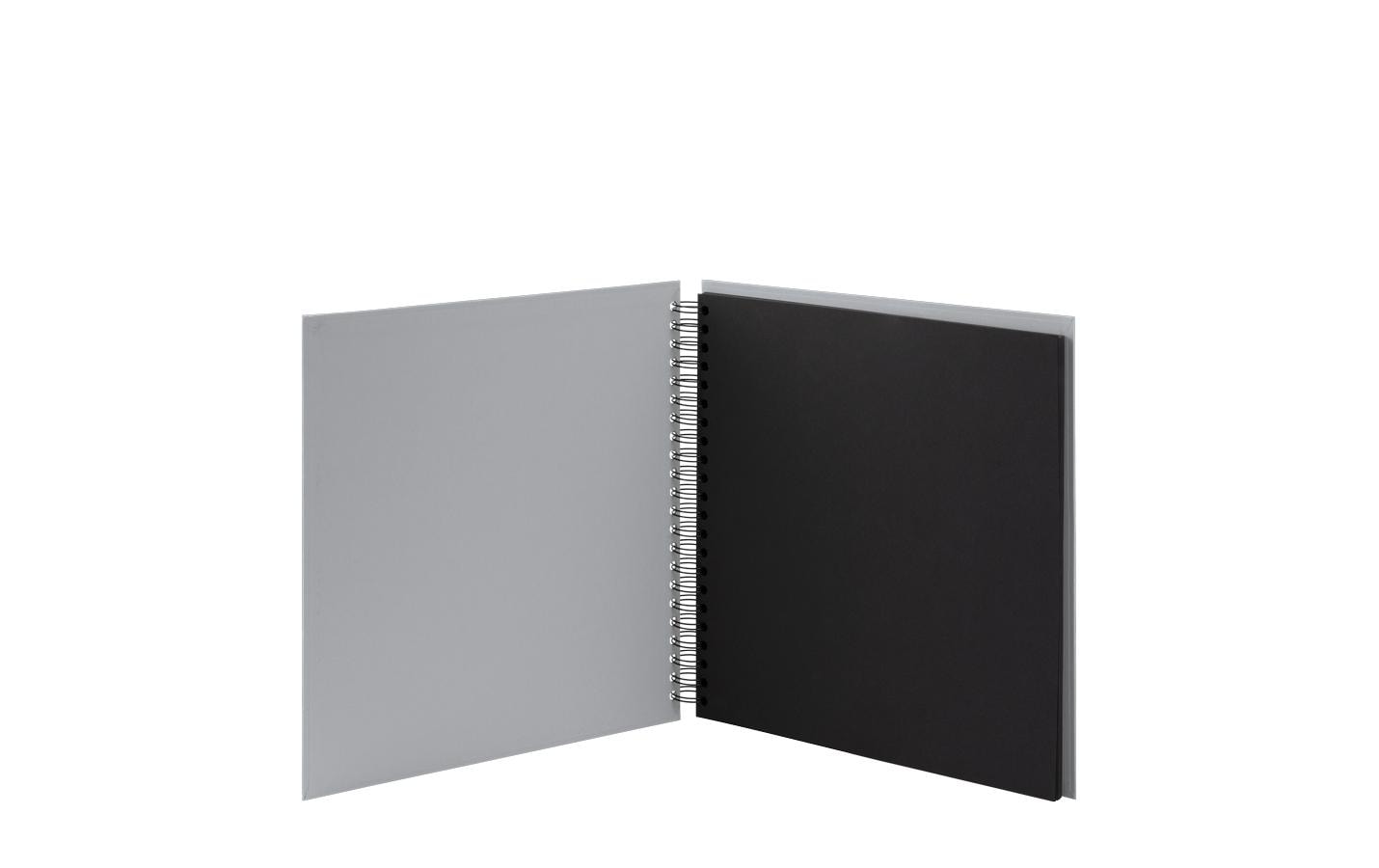 Rössler Fotobuch, Spiralbindung, 60 schwarze Seiten, 29 × 29 cm, Karton, Grau