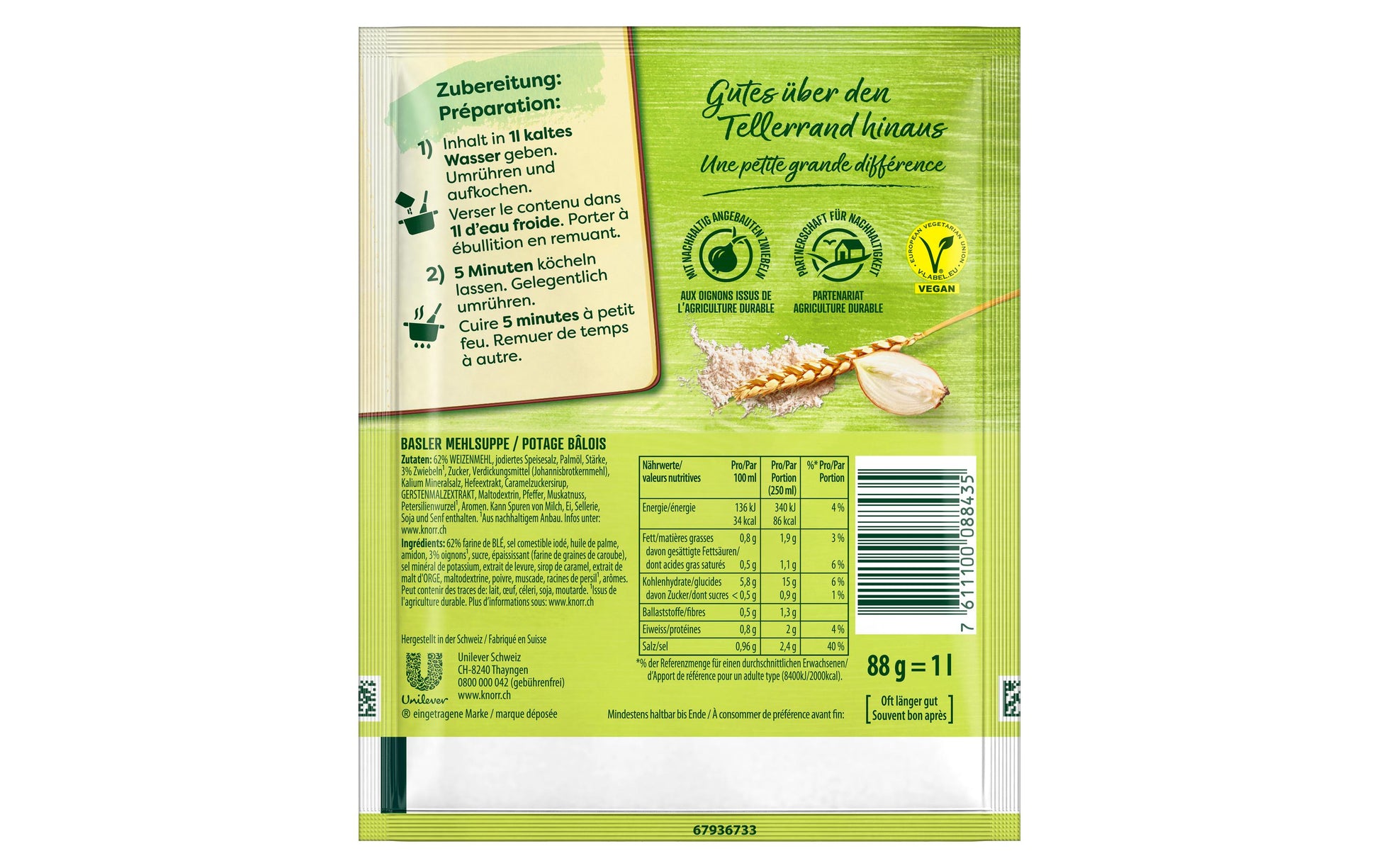 Knorr Creme-Suppe, Basler Mehlsuppe, Beutel – 88 g