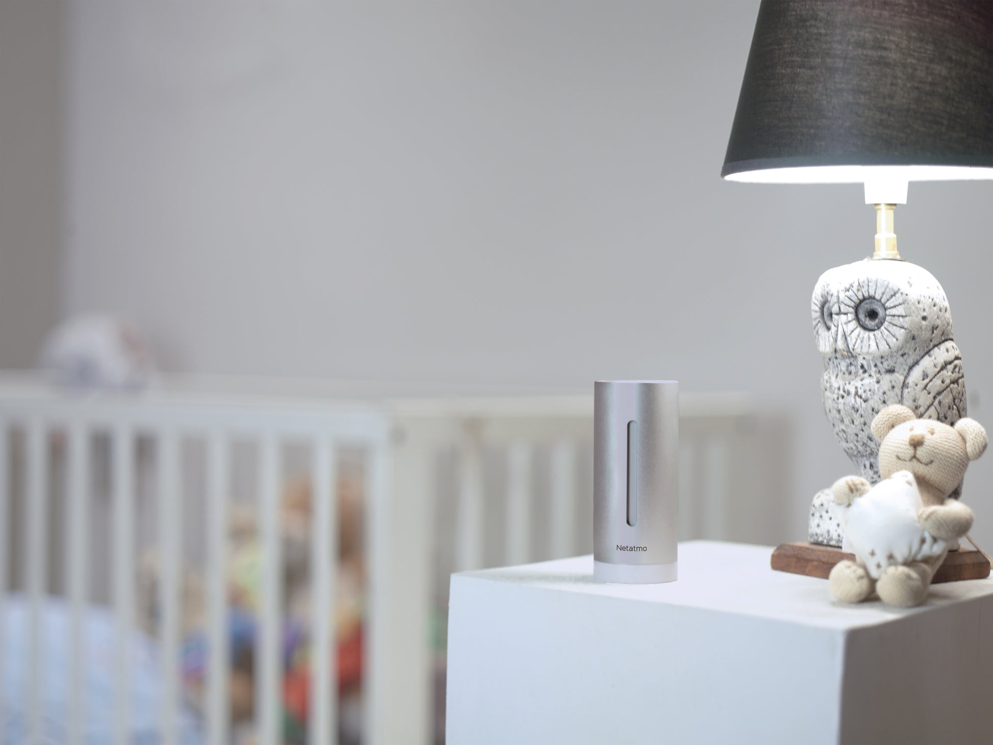 Netatmo NIM01 – Raumsensor, Funk, Temperatur, CO2 & Luftfeuchtigkeit – Silber, für Netatmo Wetterstation