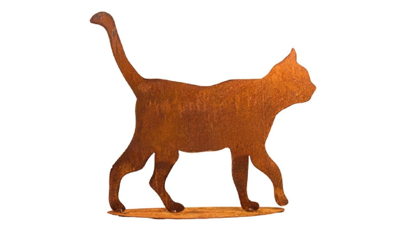 Ambiance Katze auf Platte – Metall, Braun, 45–50 cm
