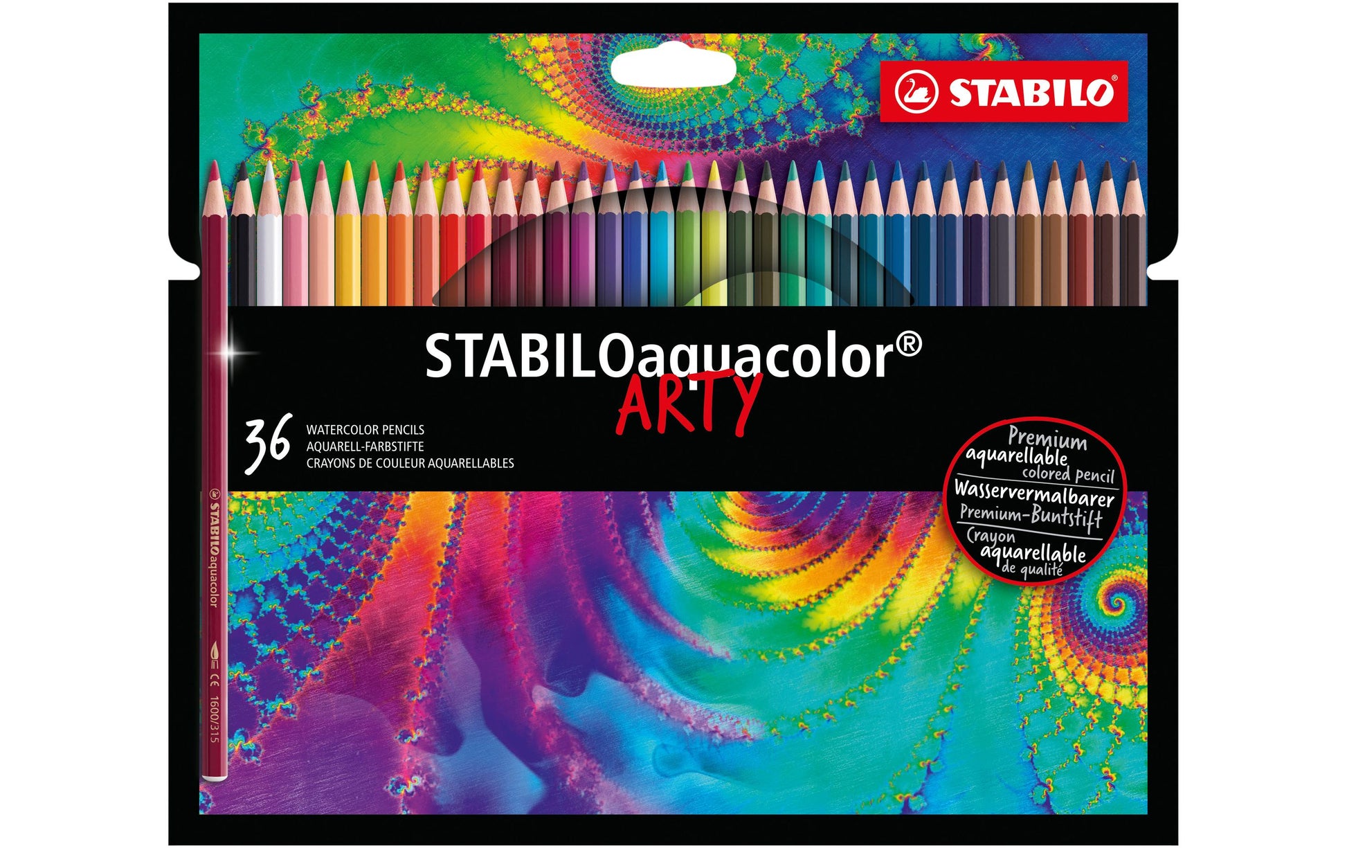 STABILO ARTY Aquarellbuntstift Mehrfarbig 36er-Kartonetui – Strichbreite 2,8 mm