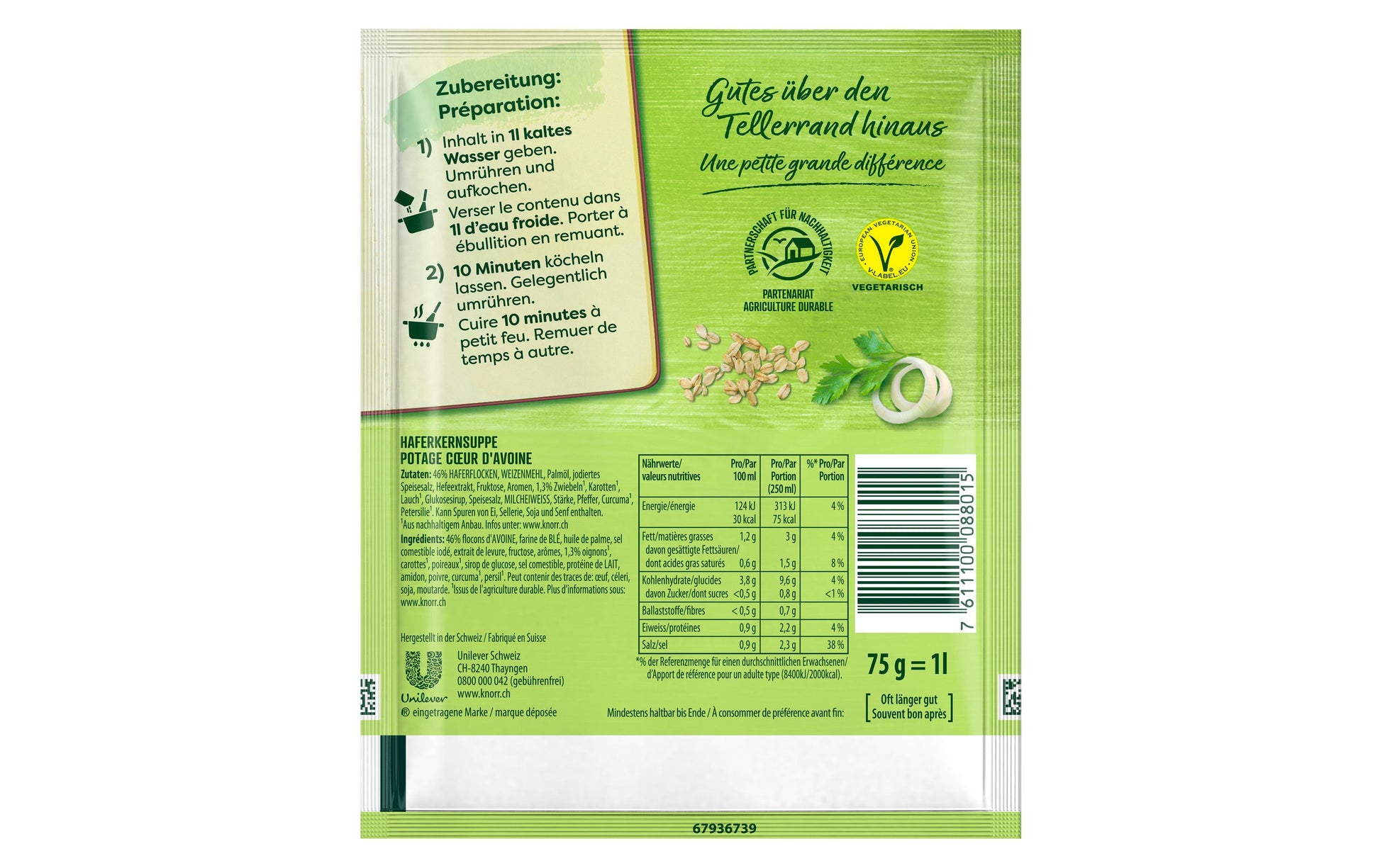 Knorr Creme-Suppe Haferkern Beutel – 75 g