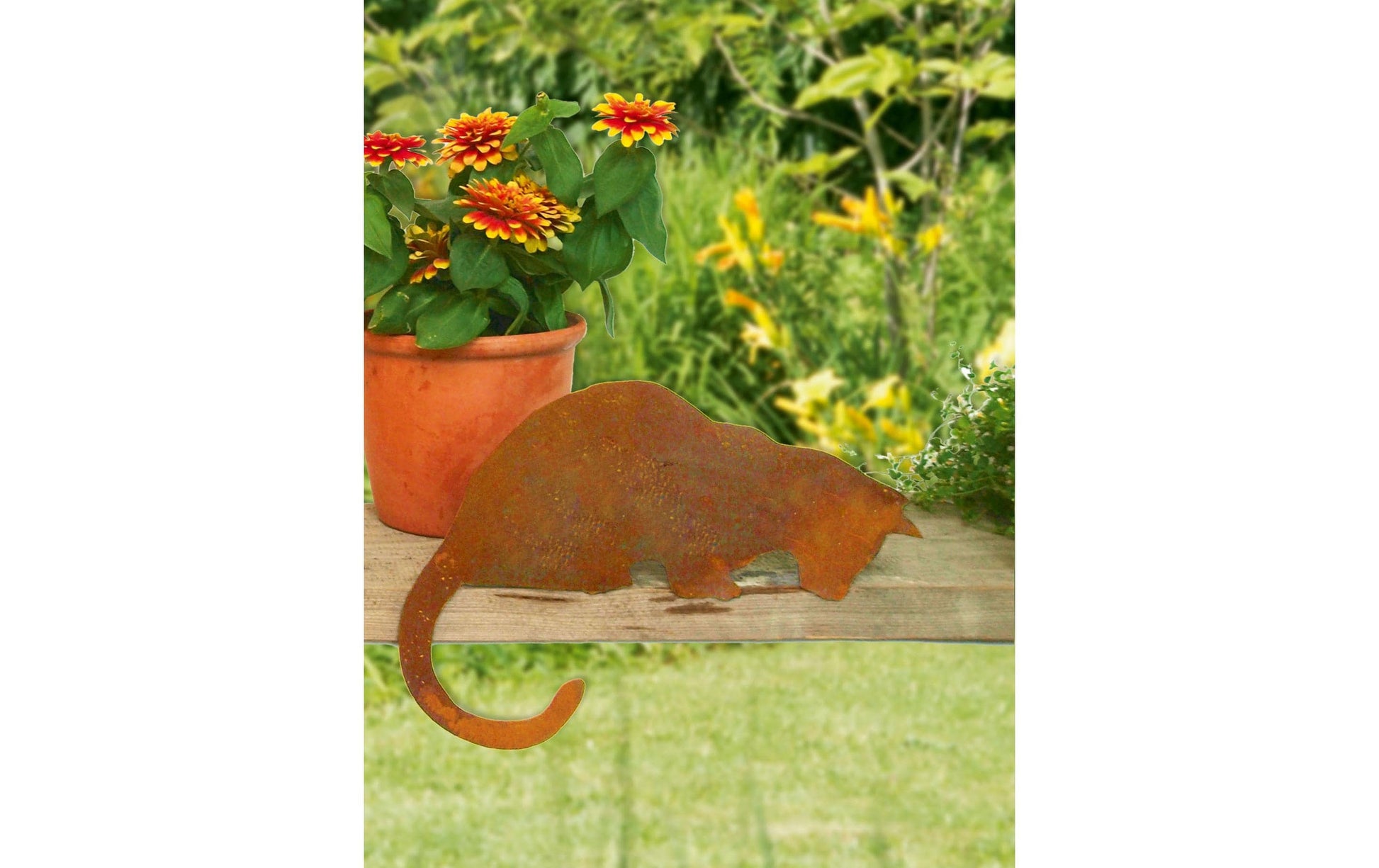 Ambiance Dekofigur Katze – für Kanten – 37 × 37 cm – Metall, rostbraun