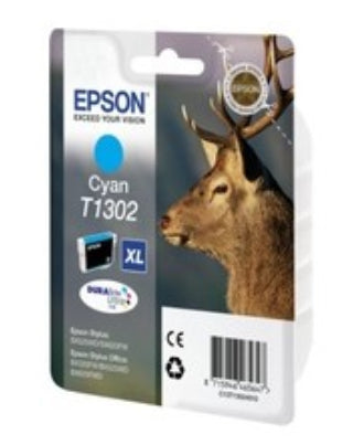 Epson T1302 Cyan Tintenpatrone (Original) – 10,1 ml – für Stylus Office BX525WD/BX625FWD, SX525WD/SX620FW