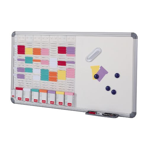 Nobo Wochenplaner, trocken abwischbar, inkl. 2 Marker, Stifteablage – 91 × 49 cm, Weiss