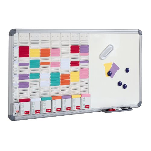 Nobo Wochenplaner, trocken abwischbar, inkl. 2 Marker, Stifteablage – 91 × 49 cm, Weiss