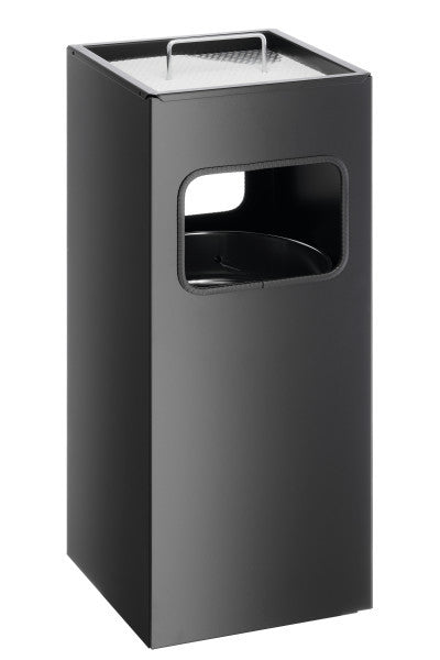 Durable Papierkorb – 17 l – Metall, quadratisch – schwarz – mit Ascher, mit Innenkübel