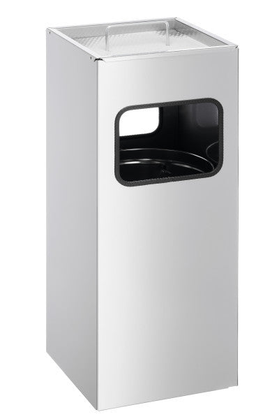 Durable Papierkorb mit Ascher, 17 l, Metall, silber, 62 × 25 × 25 cm, herausnehmbarer Behälter