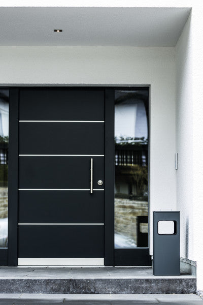 Durable Papierkorb – 17 l – Metall, Anthrazit, mit Ascher – B × H × T 250 × 620 × 250 mm