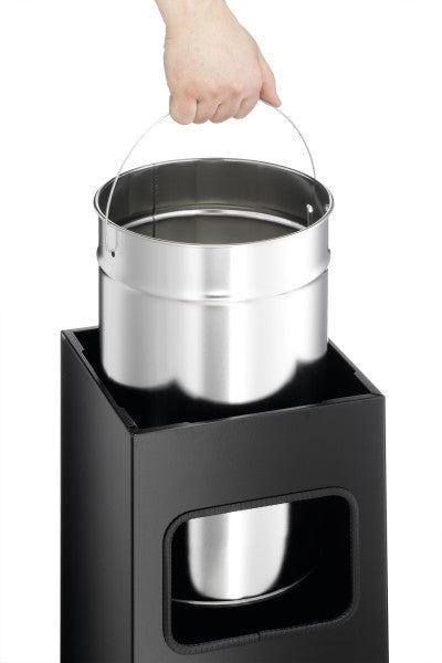 Durable Papierkorb mit Aschenbecher – 333101, 17 l, Schwarz