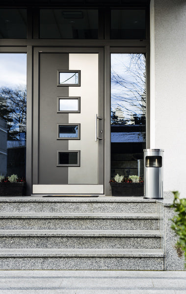 Durable Standascher – 2 + 17 l – Metall, silber metallic – Löschkopf, selbstlöschend – Ø 250 × H 630 mm