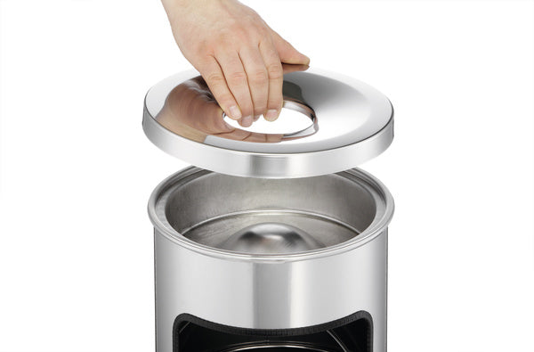 Durable Standascher – 2 + 17 l – Metall, silber metallic – Löschkopf, selbstlöschend – Ø 250 × H 630 mm