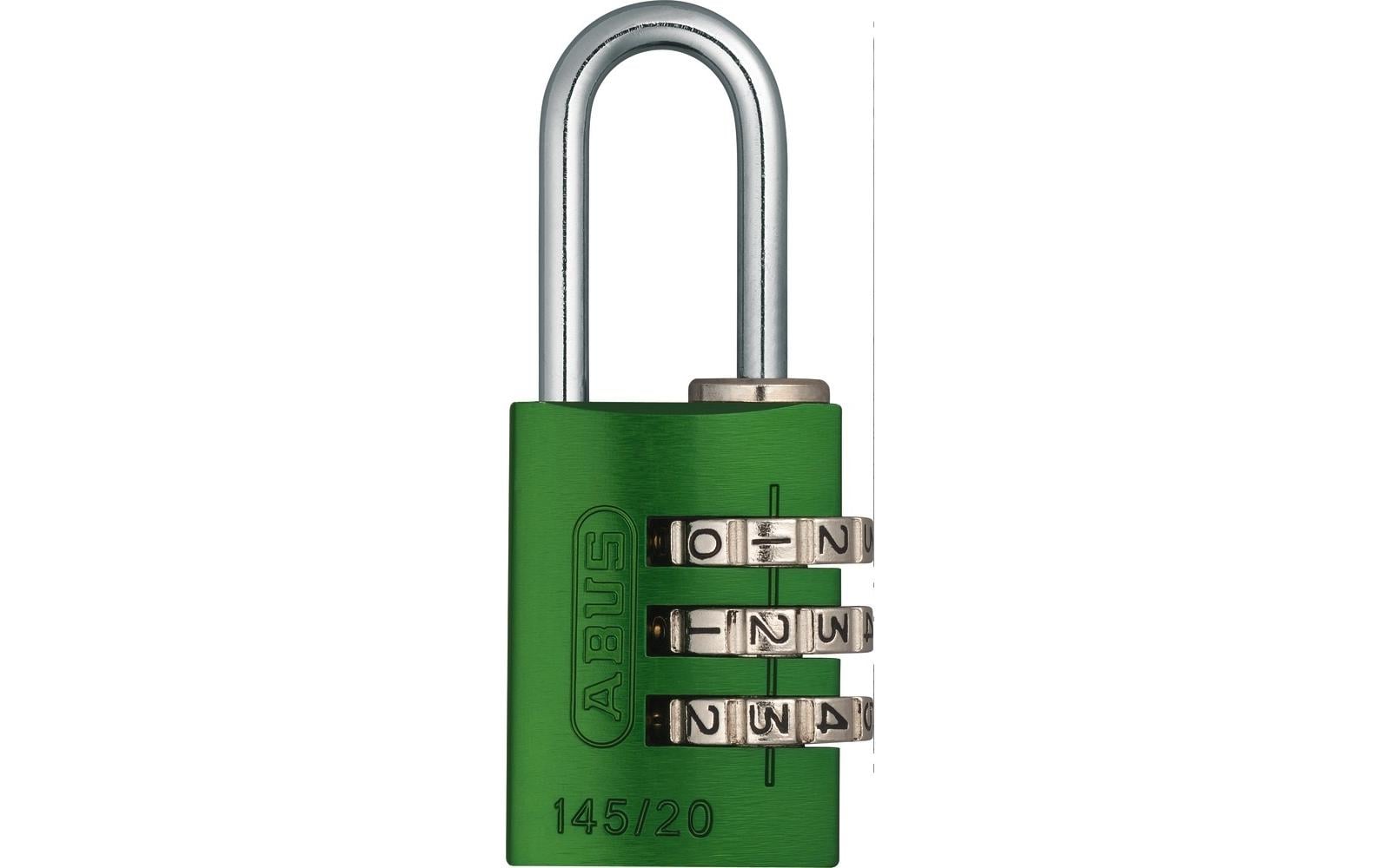 ABUS 145/20 Kombinationsschloss – Aluminium, Bügel H×B 22×9 mm, Aussen, Sicherheitsstufe 3, Grün