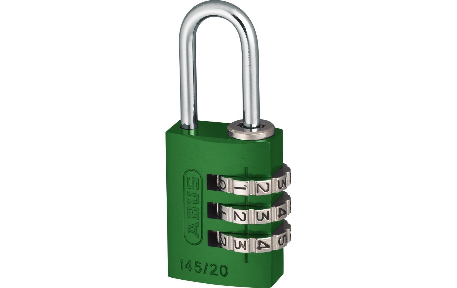 ABUS 145/20 Kombinationsschloss – Aluminium, Bügel H×B 22×9 mm, Aussen, Sicherheitsstufe 3, Grün