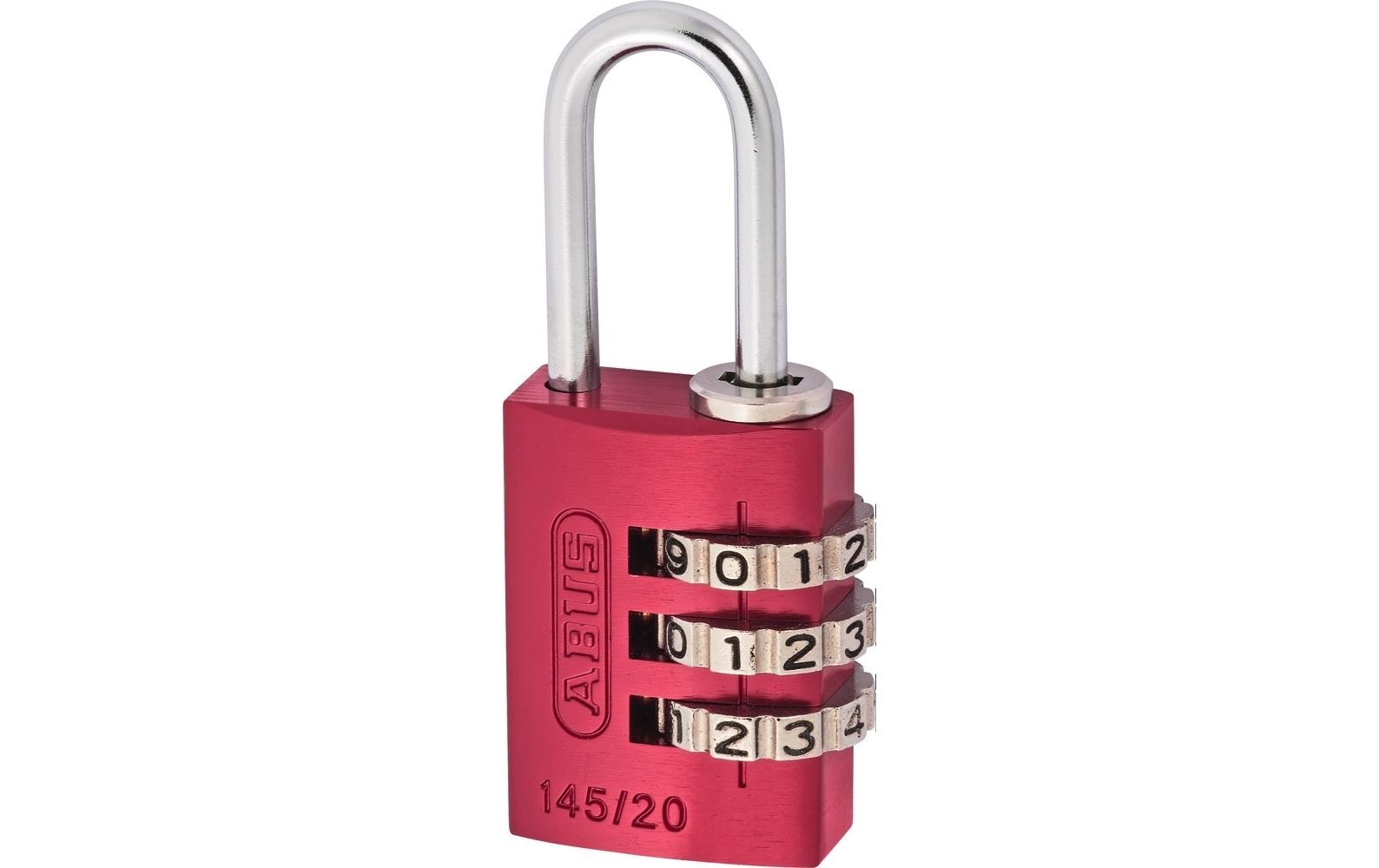 ABUS 145/20 Mechanisches Vorhängeschloss – Aluminium, Bügel 22×9 mm, Sicherheitslevel 3, Aussen, Rot