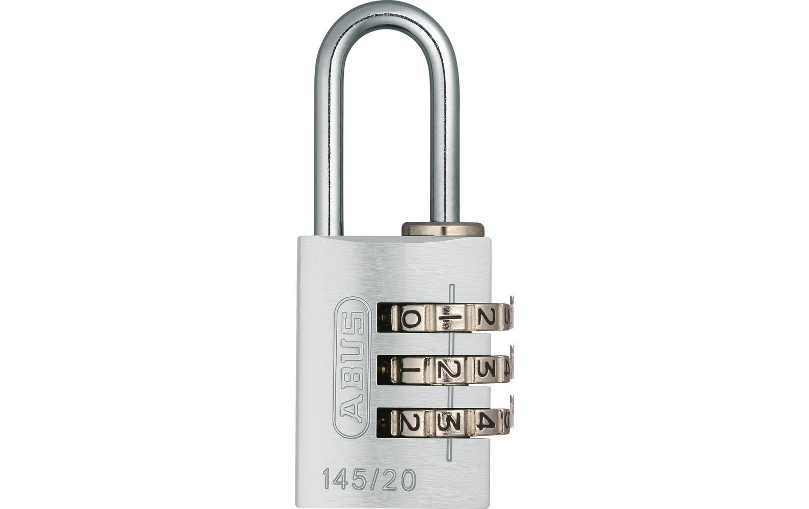ABUS 145/20 Kombinationsschloss – Aluminium, Bügel H 22×B 9 mm, Schäkeldurchmesser 8 mm, Sicherheitsstufe 3