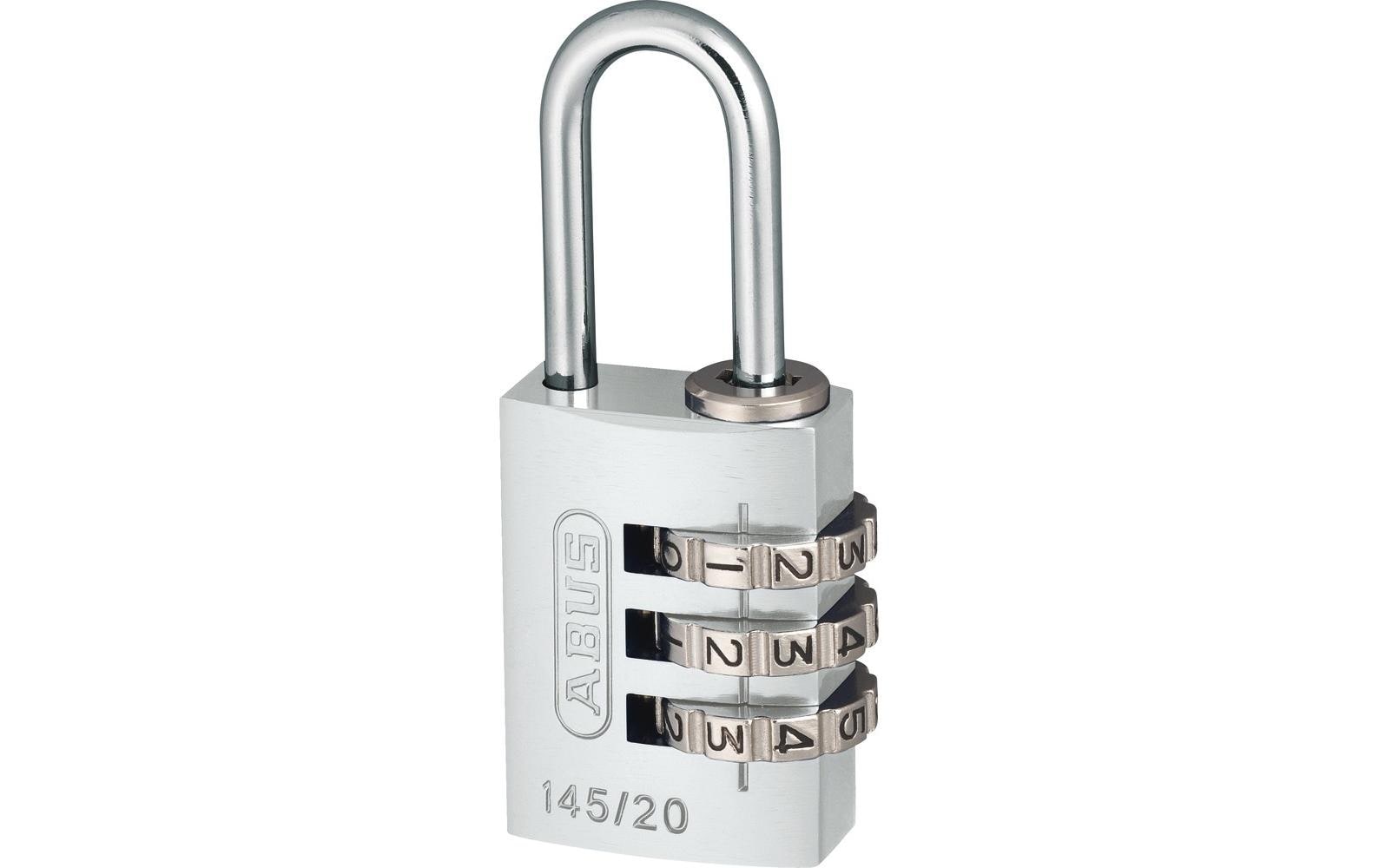 ABUS 145/20 Kombinationsschloss – Aluminium, Bügel H 22×B 9 mm, Schäkeldurchmesser 8 mm, Sicherheitsstufe 3