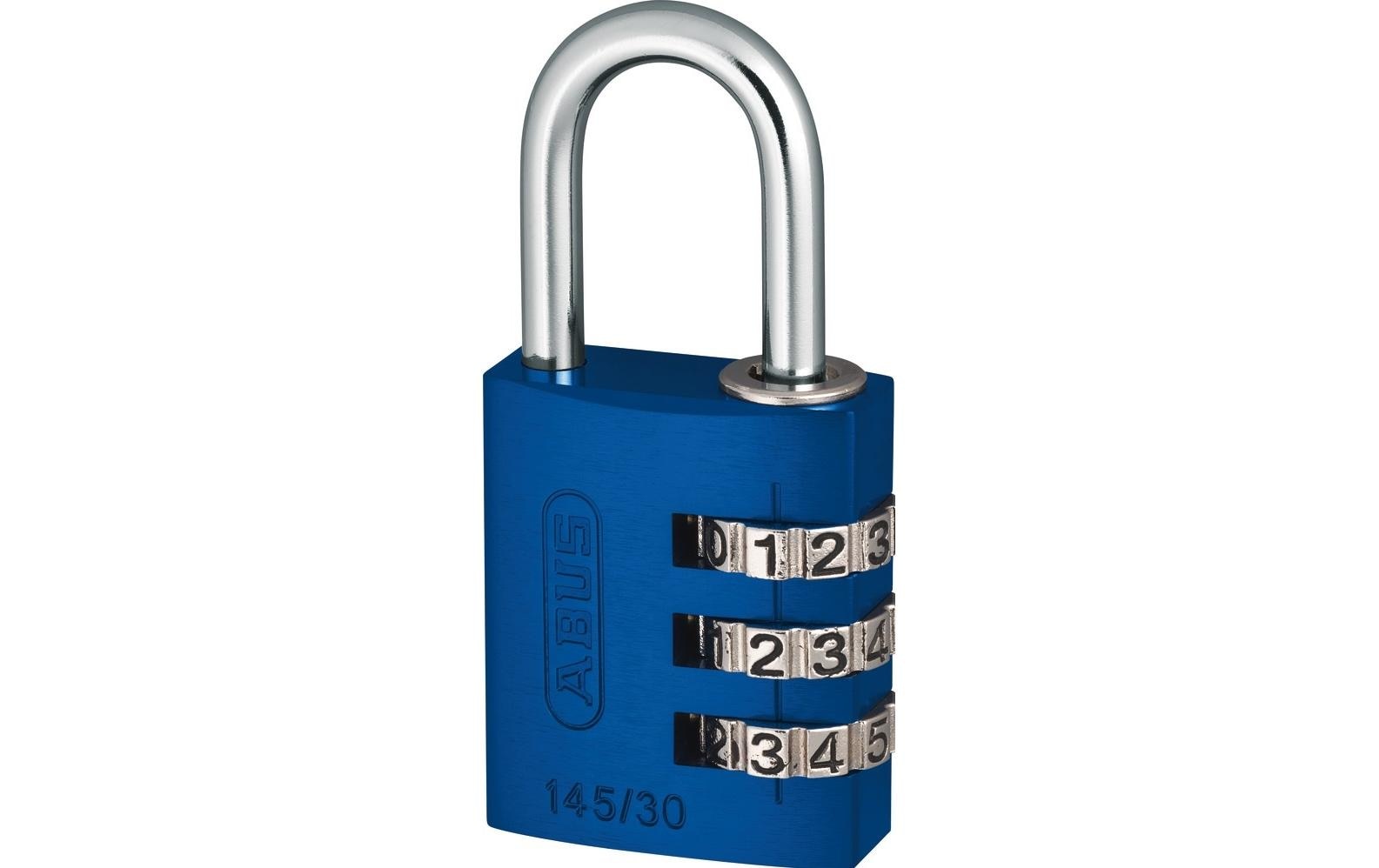 ABUS 145/30 Kombinationsschloss – Aluminium, Bügel 25×14 mm, Ø5 mm, Aussen, Blau