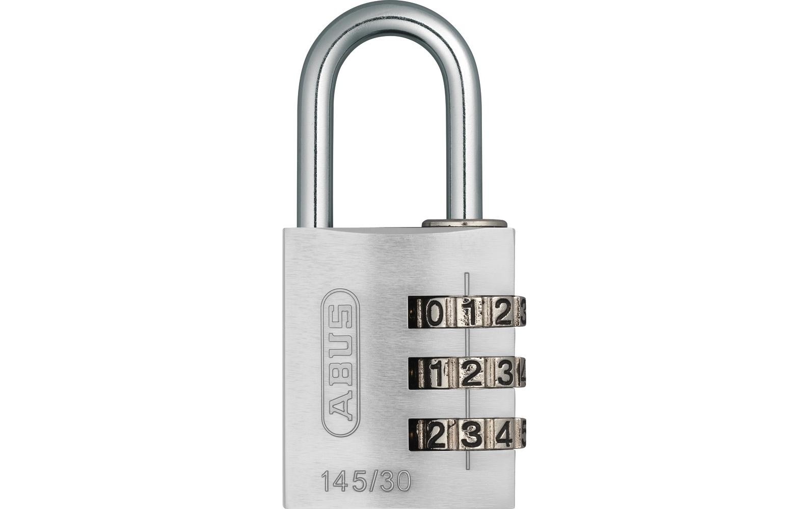 ABUS 145/30 Kombinationsschloss – Aluminium, Bügel 25×14 mm, Aussen, Silber