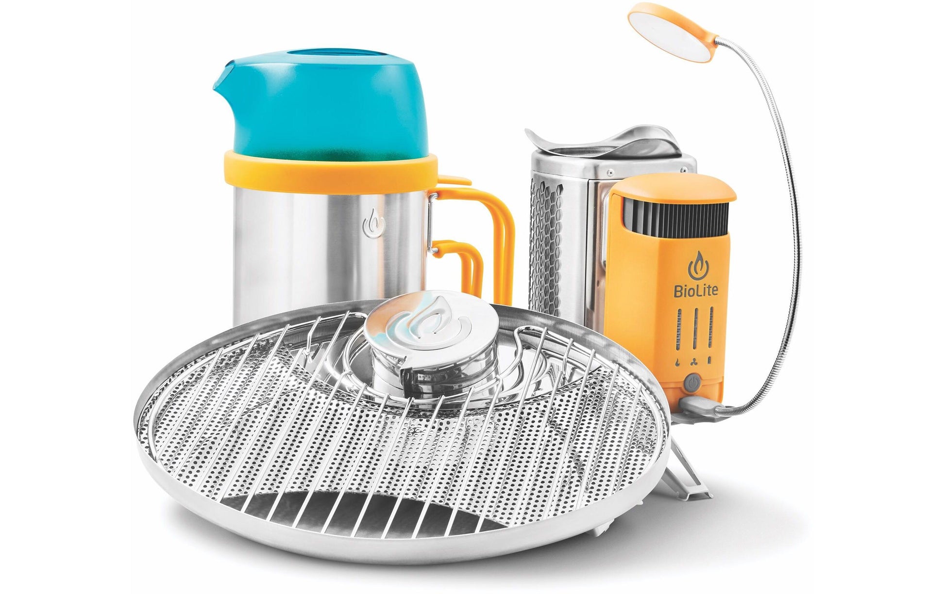 BioLite Campstove BNA0100 – Holzkohle, USB-Port, 935 g – Gelb/Edelstahl