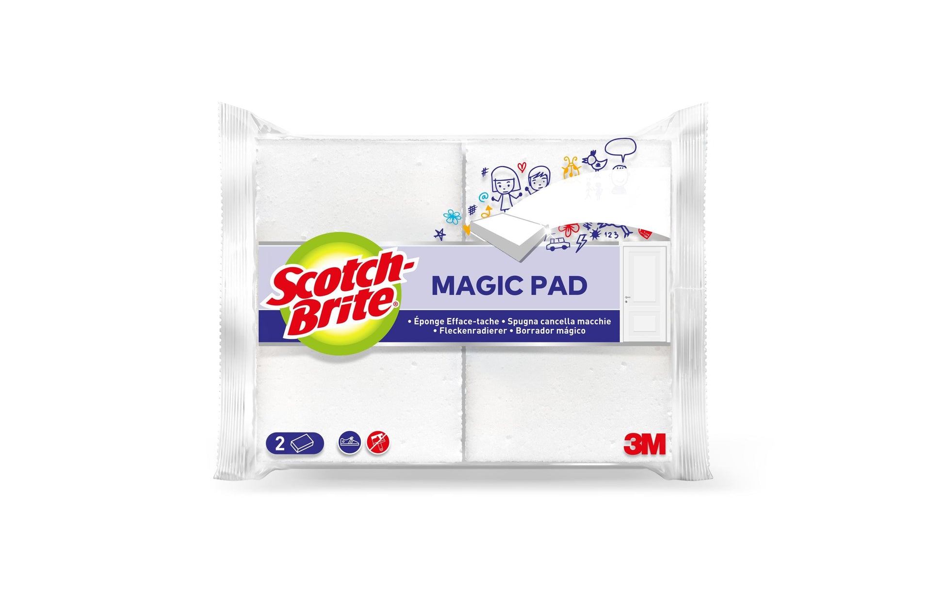3M Universalschwamm Magic Pad – Kunststoff, 15,7 × 11 × 3 cm, weiss, 2 Stk.
