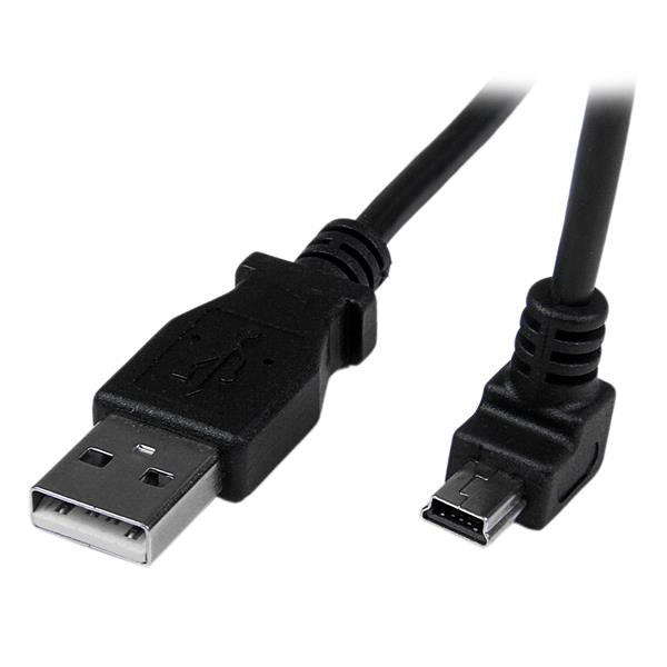 StarTech.com USB-A auf Mini-USB-B Kabel – USB 2.0 (480 Mbit/s) – 2 m – Abgewinkelt, PVC-Mantel – Schwarz