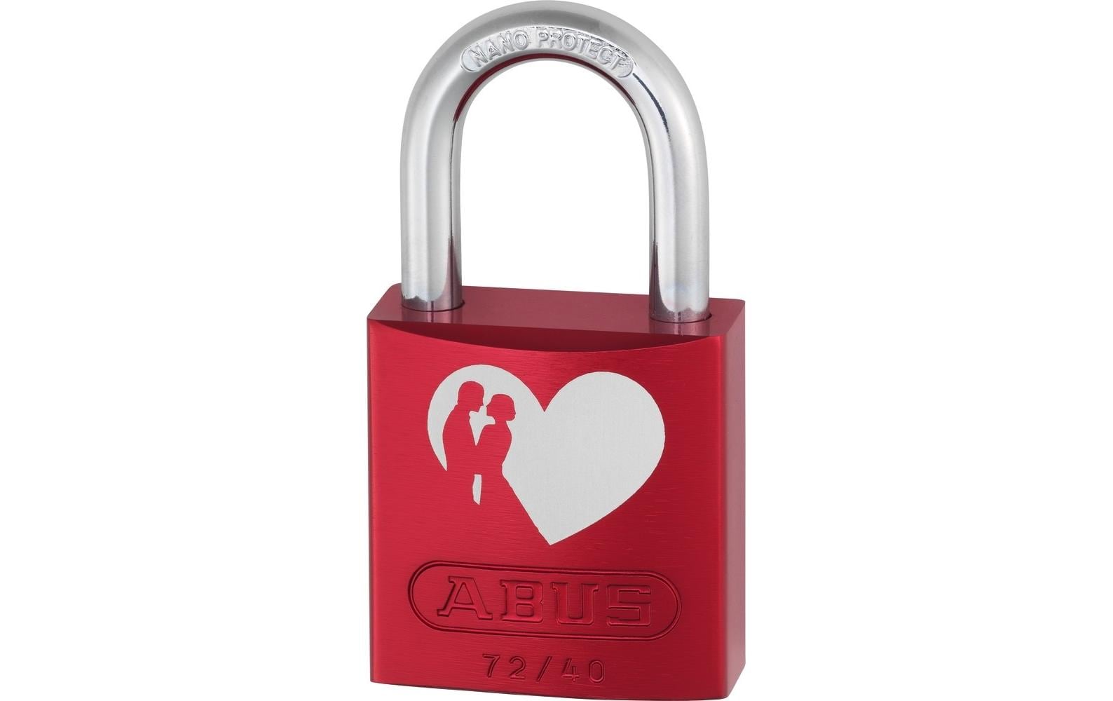 ABUS 72/40 LoveLock Mechanisches Vorhängeschloss – Aussen, Aluminium, Sicherheitslevel 6, Bügel 26,5×19,5 mm