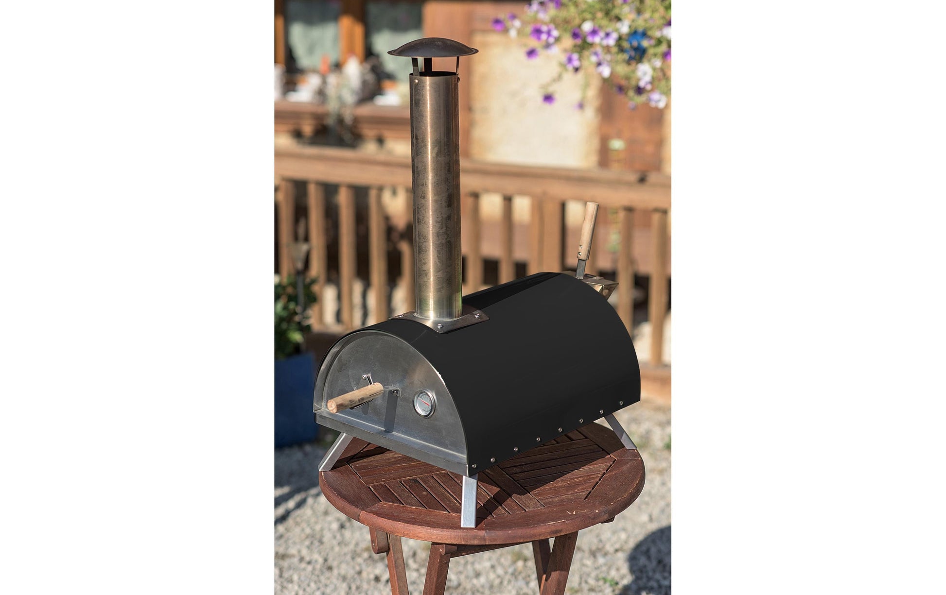 BBQ Dragon Pizzaofen Flame – Ø 33 cm, Pizzastein – schwarz/stahl