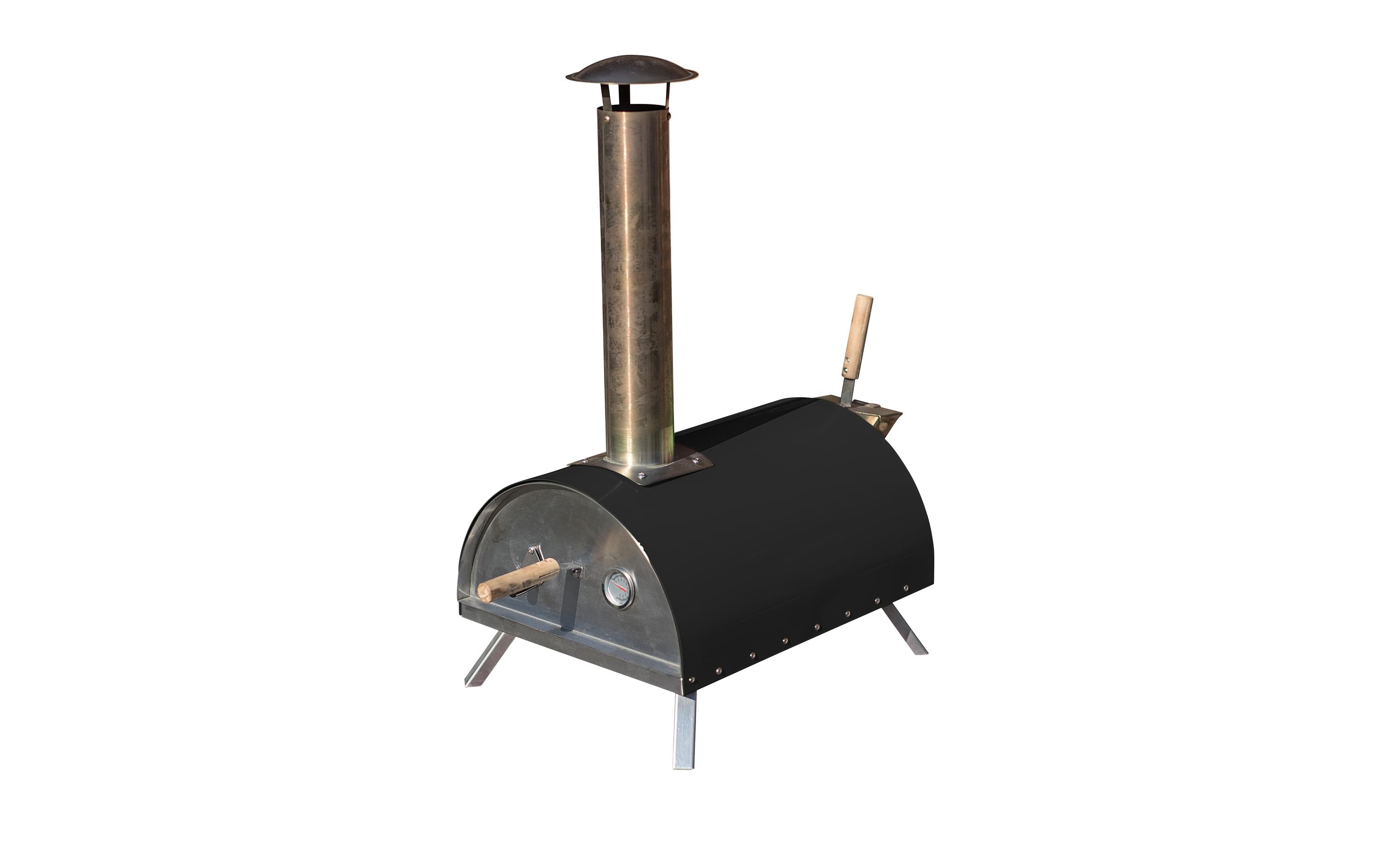 BBQ Dragon Pizzaofen Flame – Ø 33 cm, Pizzastein – schwarz/stahl