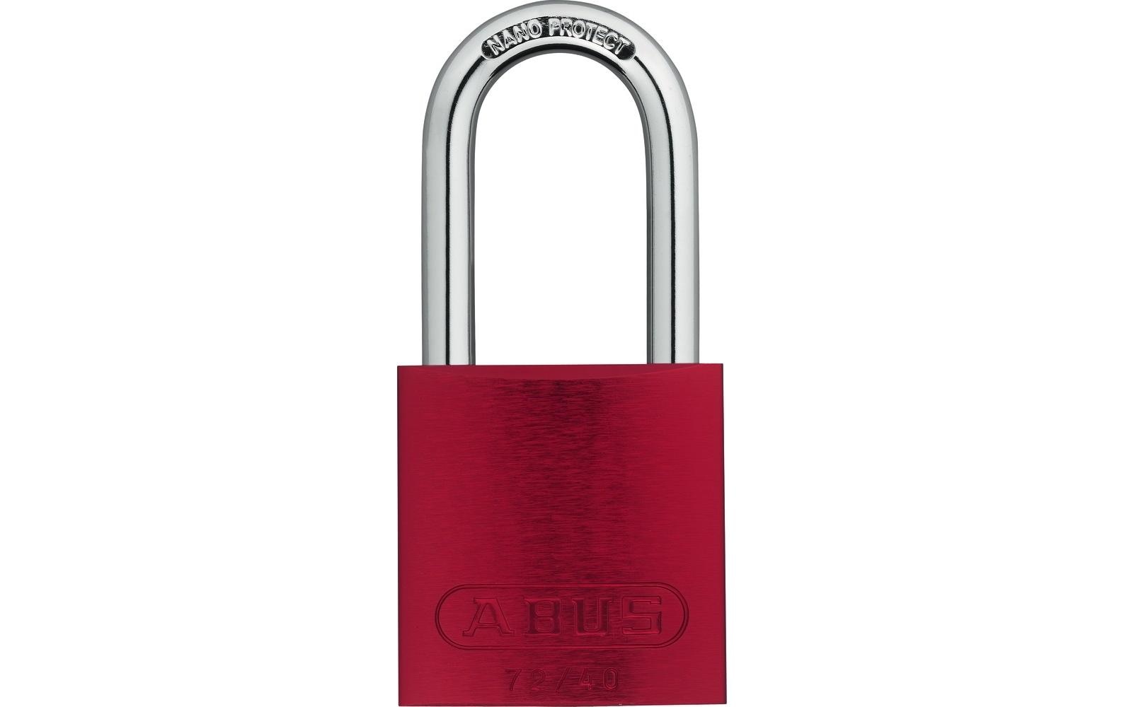 ABUS 72/40HB40 Mechanisches Vorhängeschloss – Aluminium, Bügel H×B 39×19,5 mm, Sicherheitsstufe 6, Aussen, Rot