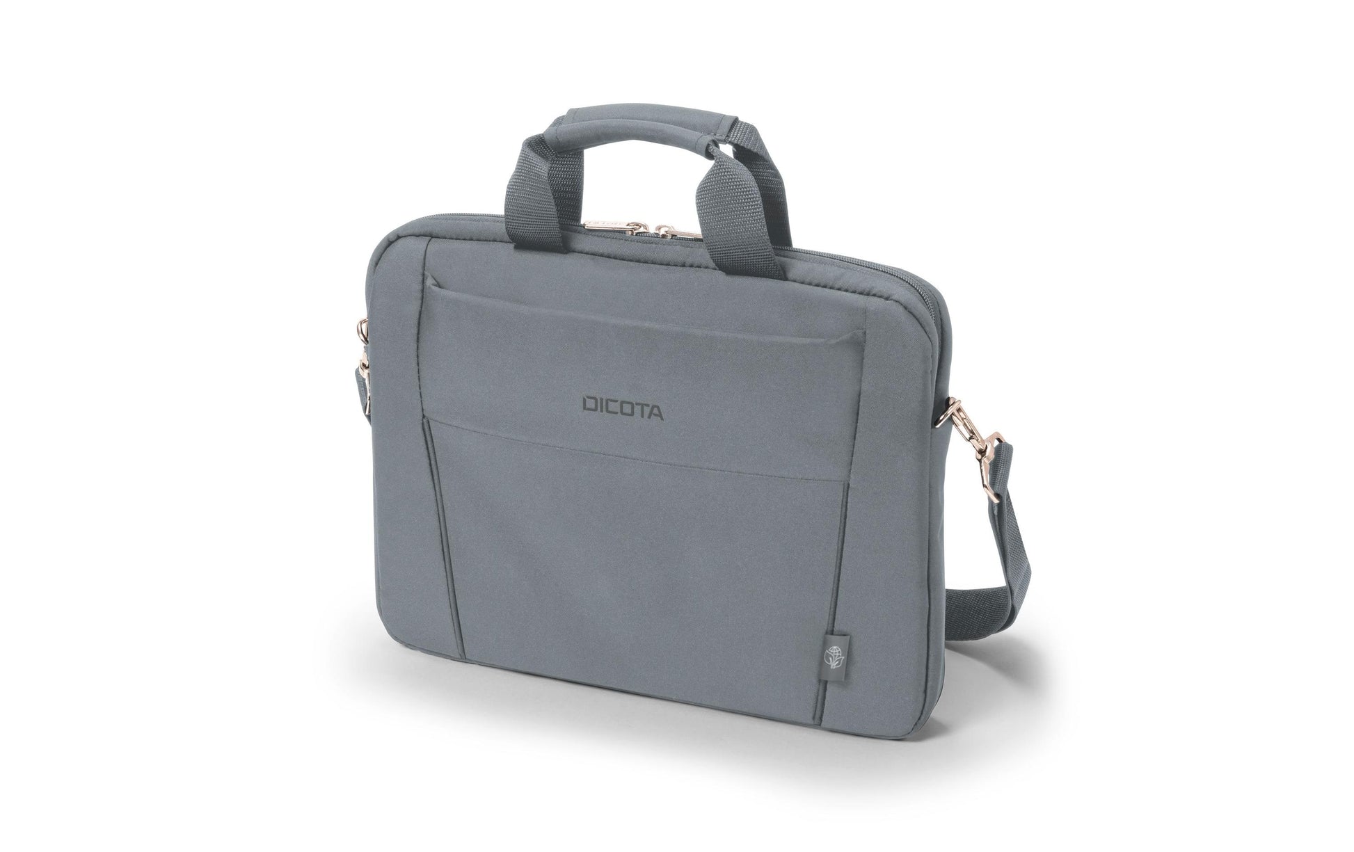 DICOTA Notebook-Tasche für bis 14,1" – abnehmbarer Schultergurt, aus recyceltem PET – Grau