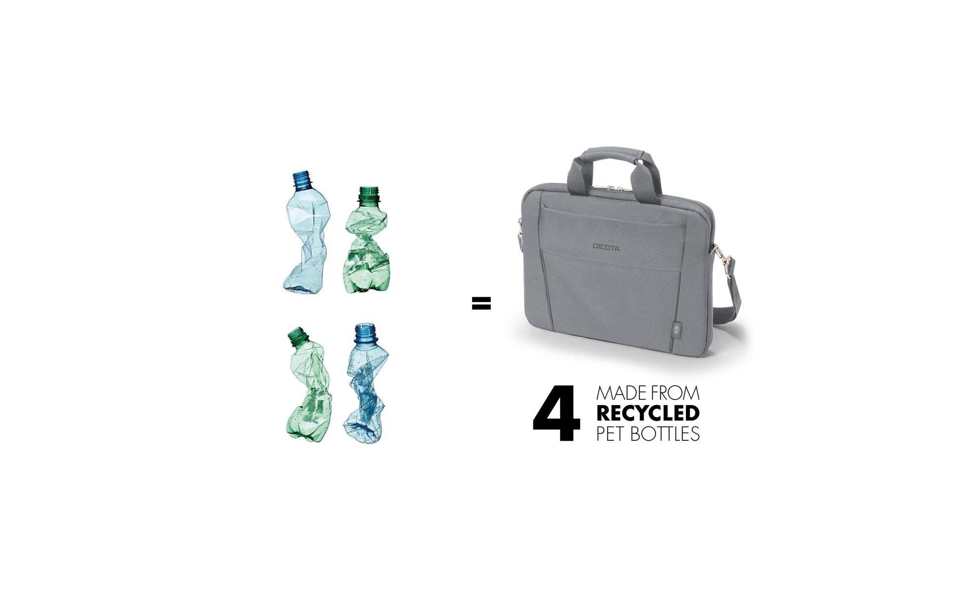 DICOTA Notebook-Tasche für bis 14,1" – abnehmbarer Schultergurt, aus recyceltem PET – Grau