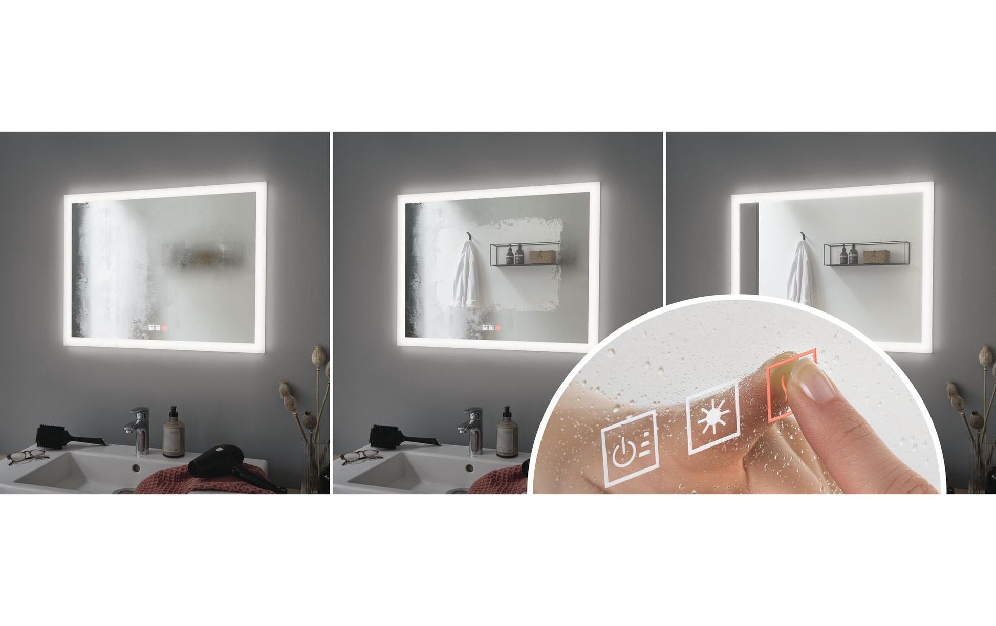 Paulmann Spiegel MIRRA 60 HomeSPA – Ø 60 × 2,8 cm, 1580 lm, 21 W, 2700–6500 K, IP44, weiss, WhiteSwitch
