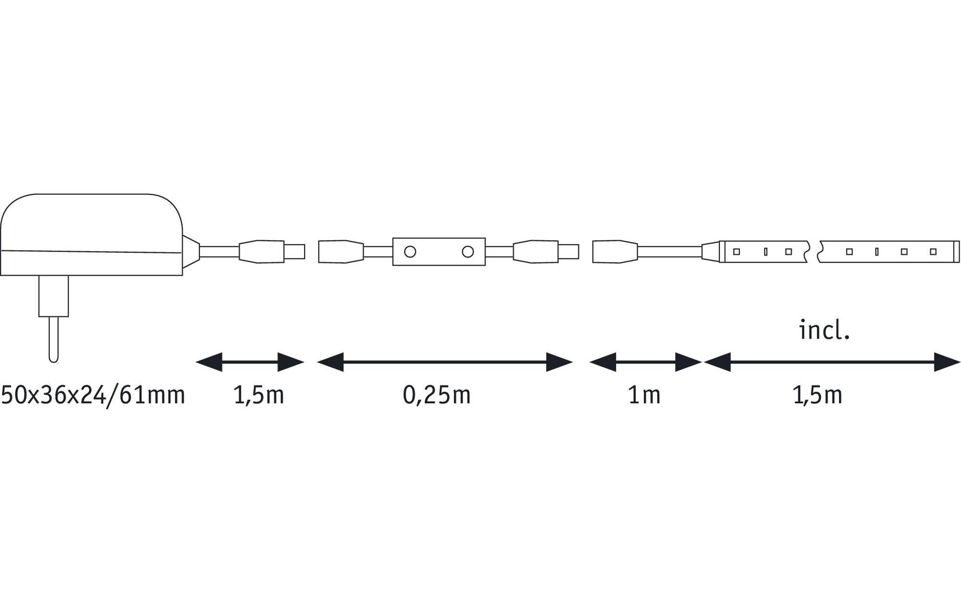 Paulmann LED-Strip FlexLED 3D – 1,5 m, 480 lm, 5 W, 3000 K, dimmbar, weiss, inkl. Netzteil