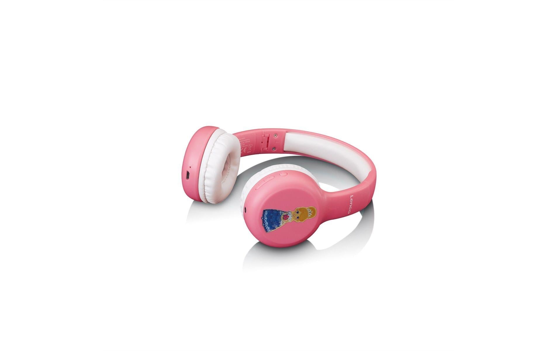 Lenco HPB-110 Kinderkopfhörer – On-Ear, Stereo, Kabel + BT, 3,5 mm Klinke, Rosa, BT 5.0