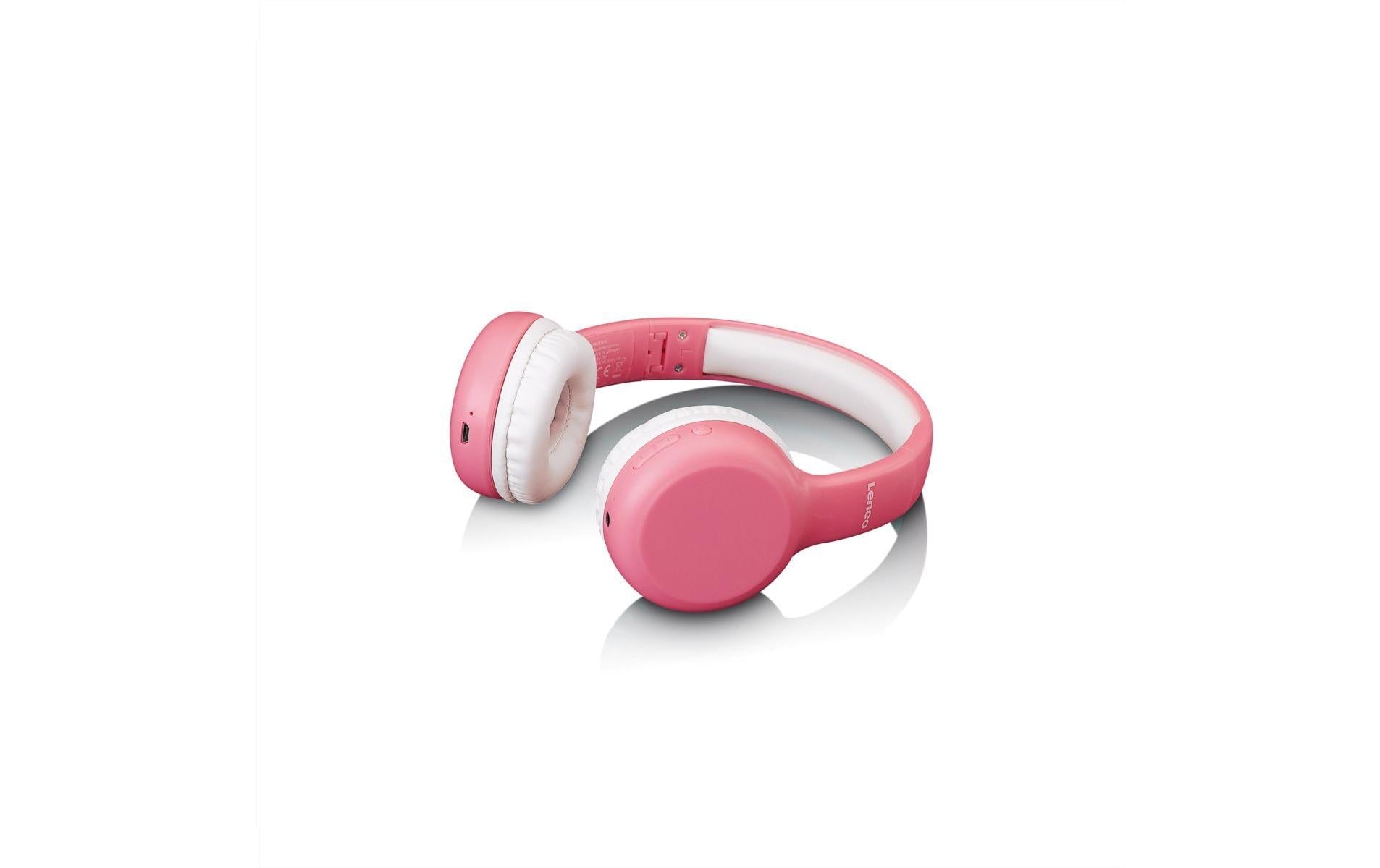 Lenco HPB-110 Kinderkopfhörer – On-Ear, Stereo, Kabel + BT, 3,5 mm Klinke, Rosa, BT 5.0