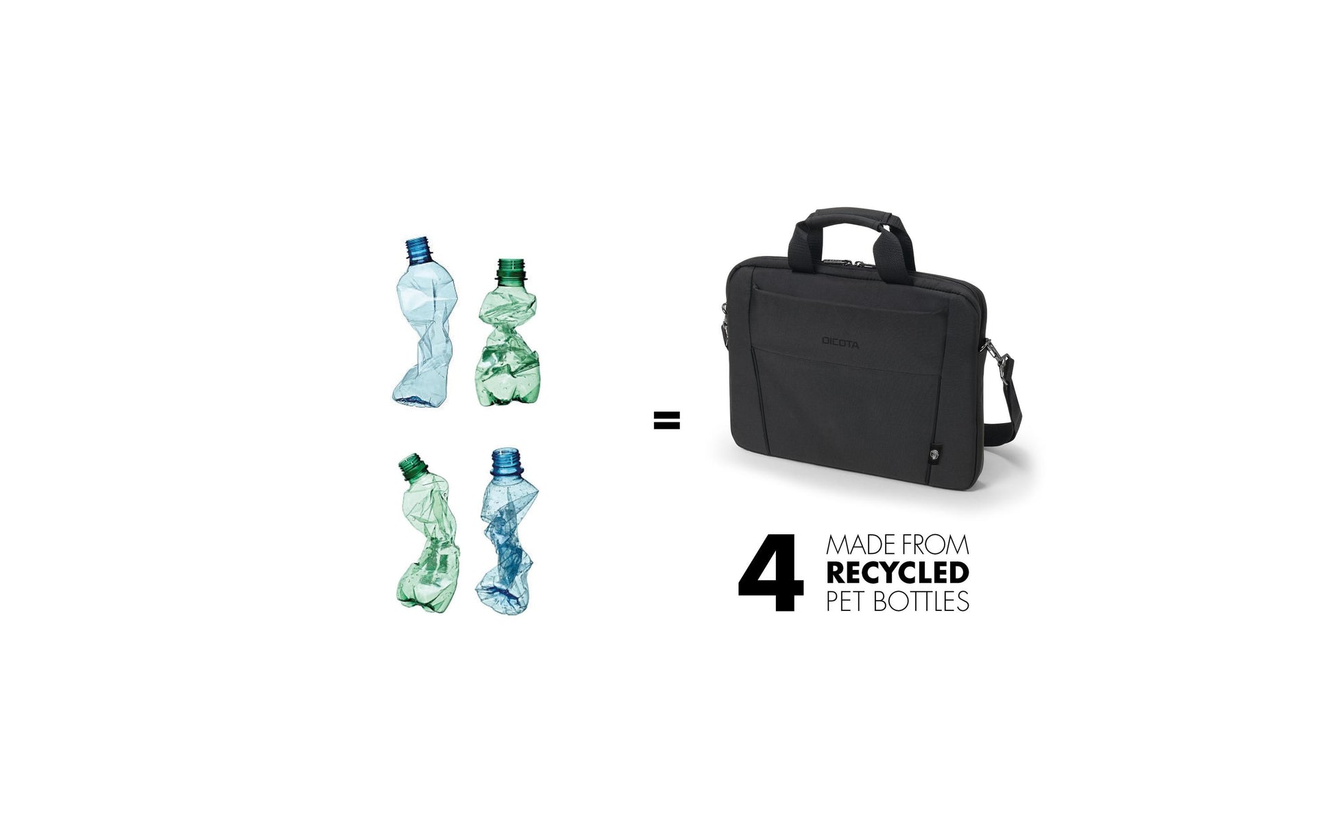 DICOTA Notebook-Tasche bis 14,1" – abnehmbarer Schultergurt, aus recyceltem PET – Schwarz